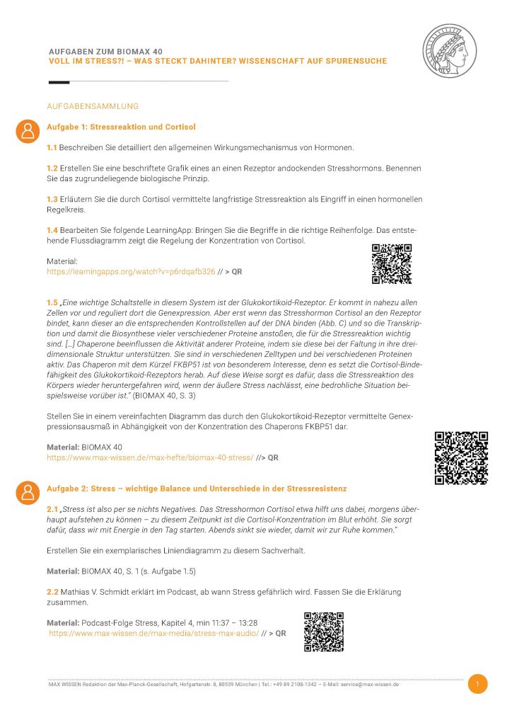 Aufgabensammlung Stress