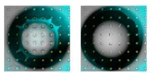 Tropfen auf einer superhydrophoben Säulenstruktur Tropfen auf einer superhydrophoben Säulenstruktur