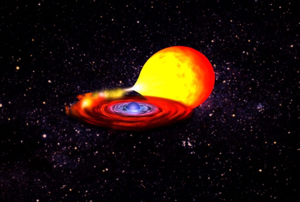 Künstlerische Darstellung eines Doppelsternsystems Künstlerische Darstellung eines Doppelsternsystems